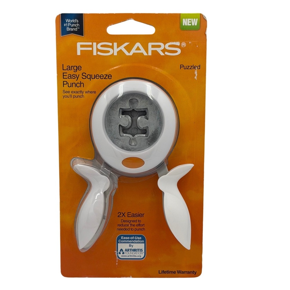 Fiskars Large Easy Squeeze Punch Puzzle Piece Scrapbook Craft Tool NEW